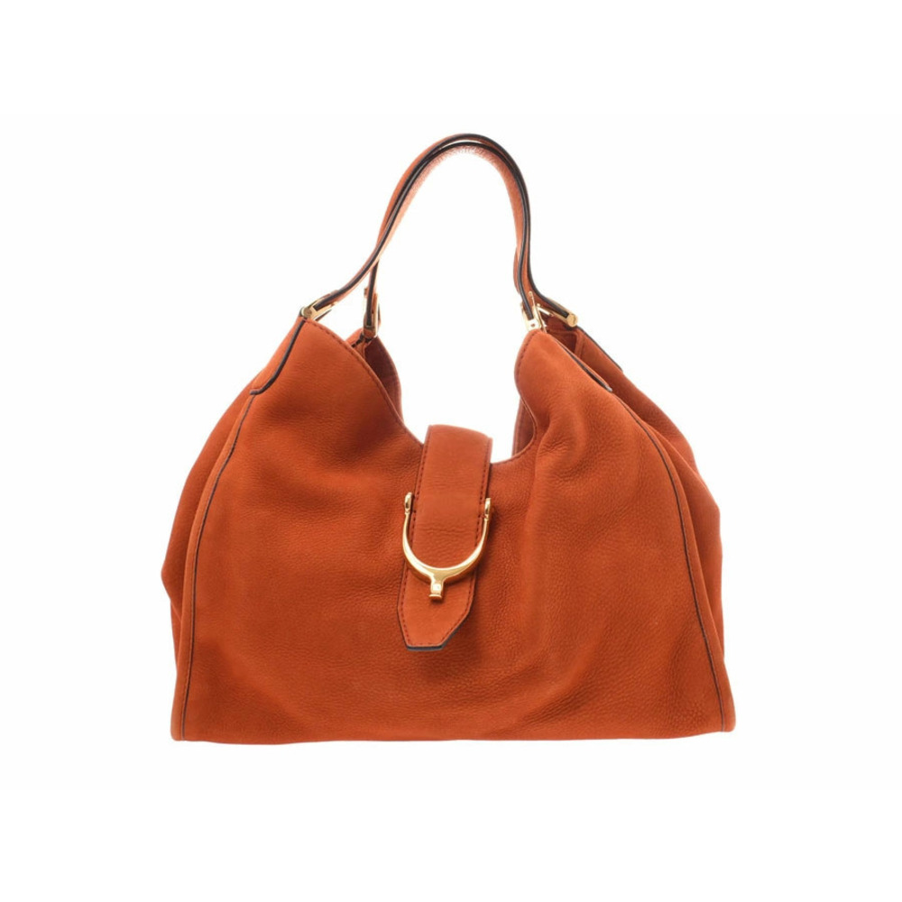 Gucci Stirrup Camel Brown Tan Suede Handbag